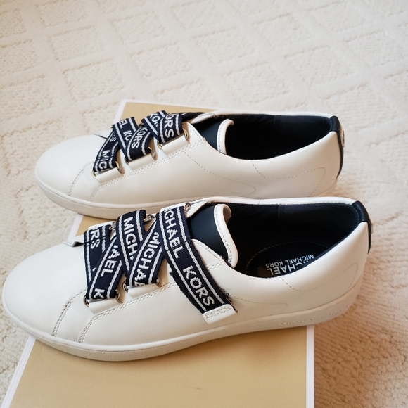 Michael Kors White Sneakers with Logo Straps - Picture 1 of 4